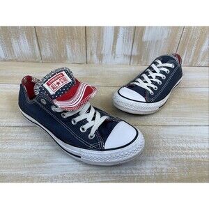 Converse All Star Women's Sneakers Size 9 Navy Red Double Tongue Patriotic